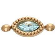 Entrepieza tipo lanzadera de 15,5 x 6 mm con cabujón de cristal - Acero inoxidable 304 Dorado - Azul claro