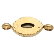 Entrepieza tipo lanzadera de 15,5 x 6 mm con cabujón de cristal - Acero inoxidable 304 Dorado - Azul claro