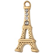 Dije de la Torre Eiffel de 19 x 9 mm con pedrería - Acero inoxidable 304 Dorado x1