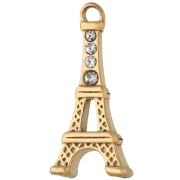 Dije de la Torre Eiffel de 19 x 9 mm con pedrería - Acero inoxidable 304 Dorado x1
