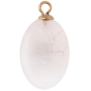 Colgante ovalado de 22 x 13 mm con circonita verde y cuarzo rosa, acero inoxidable 304 Dorado