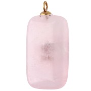 Colgante rectangular de 30 x 15 mm con circonitas rojas y cuarzo rosa, acero inoxidable 304 Dorado