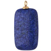 Colgante rectangular de 30 x 15 mm con circonitas y lapislázuli teñido, acero inoxidable 304 Dorado