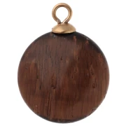 Dije redondo de 15 mm con circonitas y piedra preciosa «ojo de tigre» - Acero inoxidable 304 dorado