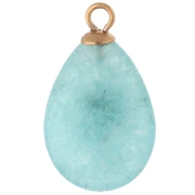 Colgante en forma de gota de 22 x 13 mm con circonitas lilas y piedra teñida de amazonita, acero inoxidable 304 Dorado