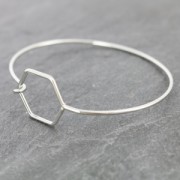 Pulsera jonc ovalada colmena 55x65 mm rodiado x1