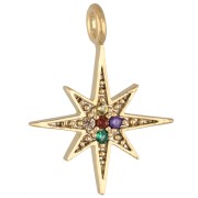 Dije «Estrella del Norte» con circonitas, 15 x 11,5 mm - Dorado - Multicolor x1|raw }}