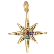 Dije «Estrella del Norte» con circonitas, 15 x 11,5 mm - Dorado - Multicolor x1