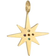 Dije «Estrella del Norte» con circonitas, 15 x 11,5 mm - Dorado - Multicolor x1