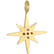 Dije «Estrella del Norte» con circonitas, 15 x 11,5 mm - Dorado - Multicolor x1