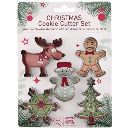 Juego de cortadores de galletas - motivos navideños - de acero inoxidable x5
