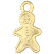 Dije de hombrecito de jengibre, 19 x 11 mm - Dorado en oro fino x1