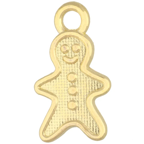 Dije de hombrecito de jengibre, 19 x 11 mm - Dorado en oro fino x1
