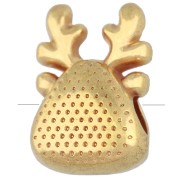 Cuenta con forma de cabeza de reno, 10,5 x 7 mm, de resina epoxi - Dorado con oro fino - Roja