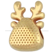 Cuenta con forma de cabeza de reno, 10,5 x 7 mm, de resina epoxi - Dorado con oro fino - Roja