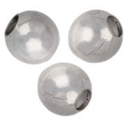 Cuentas redondas de 5 mm con agujero de 2 mm - Plateadas x50
