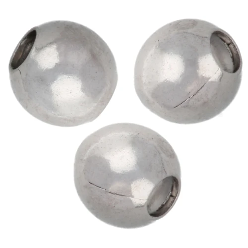 Cuentas redondas de 5 mm con agujero de 2 mm - Plateadas x50