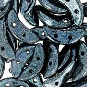 Czechmates Crescent 2 agujeros 3 x 10 mm Jet Hematite x5g