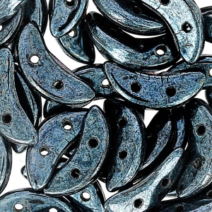 Czechmates Crescent 2 agujeros 3 x 10 mm Jet Hematite x5g