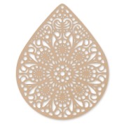 Colgante teñido laser cut gota 49x39 mm Powder Almond x1