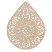 Colgante teñido laser cut gota 49x39 mm Powder Almond x1