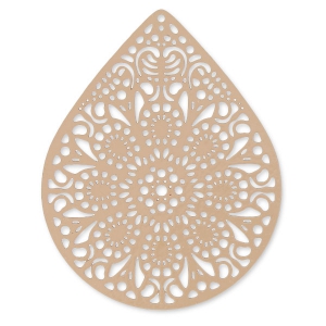 Colgante teñido laser cut gota 49x39 mm Powder Almond x1