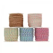 Cordon algodón trenzado 2 mm Marrón Oscuro/Marrón/Blanco x 10 m