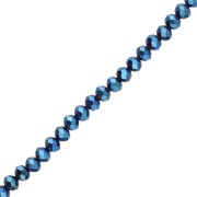 Cuentas redondas facetadas —redondas aplanadas— 8 x 6,5 mm, azul iris, 37 cm