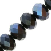 Redondas planas facetadas 7.5x6 mm Jet Hematite x40cm|raw }}