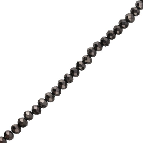 Cuentas redondas facetadas —redondas aplanadas— 8 x 6,5 mm, hematita negra, 40 cm