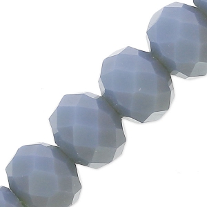 Redondas planas facetadas 8x6 mm Gris Azul Opaco x40cm