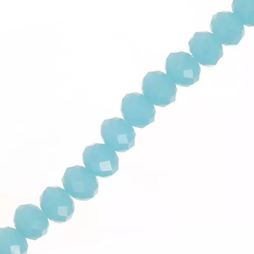 Redondas planas facetadas 8x6 mm Aquamarine Opaco x40cm