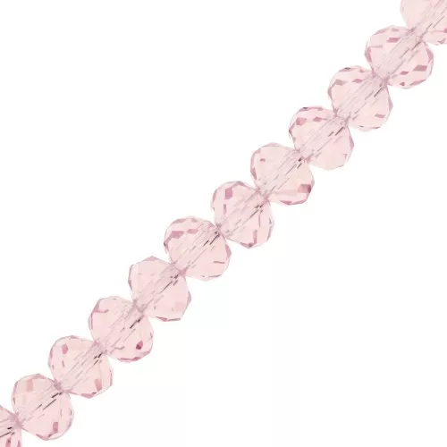 Cuentas facetadas redondas - redondas aplanadas -8x6 mm Light rose x39cm