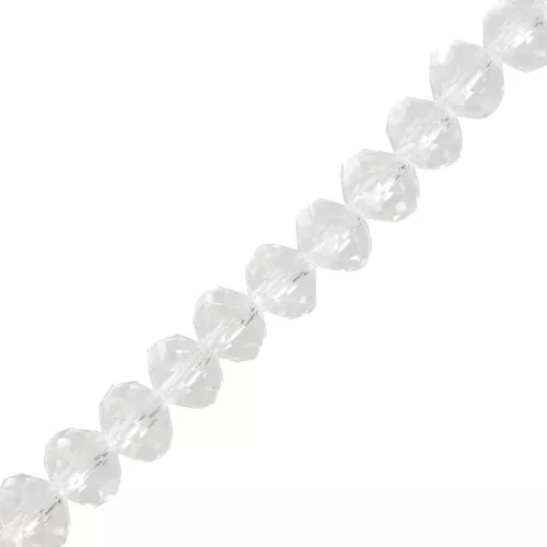 Cuentas redondas facetadas - redondas aplanadas - 8x6 mm Cristal x39cm