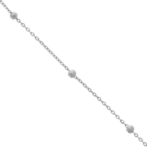 Cadena de eslabones ovalados de 2 mm con cuentas redondas de 4 mm - Acero inoxidable x 99 cm