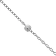 Cadena de eslabones ovalados de 2 mm con cuentas redondas de 4 mm - Acero inoxidable x 99 cm