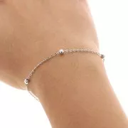 Cadena de eslabones ovalados de 2 mm con cuentas redondas de 4 mm - Acero inoxidable x 99 cm