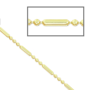 Cadena bolas con tubos 1,5 mm light gold x1m