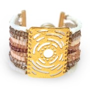 Separador martillado 11 tiras 42x30 mm Dorado con oro fino satinado x1