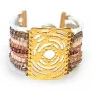 Separador martillado 11 tiras 42x30 mm Dorado con oro fino satinado x1