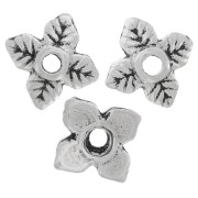 Casquillas flores  6 mm plateado antiguo x10|raw }}
