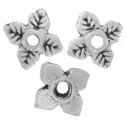 Casquillas flores  6 mm plateado antiguo x10