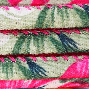 Cordón de algodón tubular 4 mm Fucsia./Khaki x 1 m