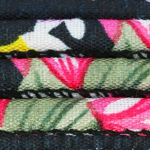 Cordón de algodón tubular 4 mm Negro/Fucsia x 1 m