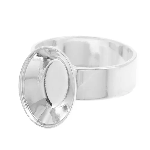 Base anillo para cabuchón PureCrystal 4120 14x10 mm plateado x1
