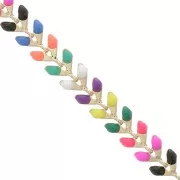 Cadena en espiga de resina epoxi 6,3 mm Fluo Multicolor Dorado x 20cm