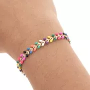 Cadena en espiga de resina epoxi 6,3 mm Fluo Multicolor Dorado x 20cm