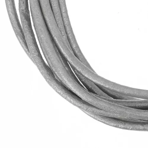 Cordón de cuero 2 mm Gris Metalizado x 2 m