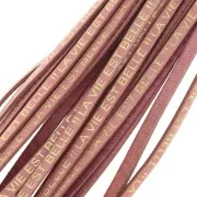 Cordón cuero La vida es bella 5 mm Rosa x30cm