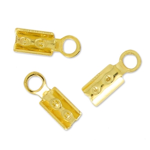 Terminal para cordón redondo 2 mm de Plata 925 dorado con oro fino x10